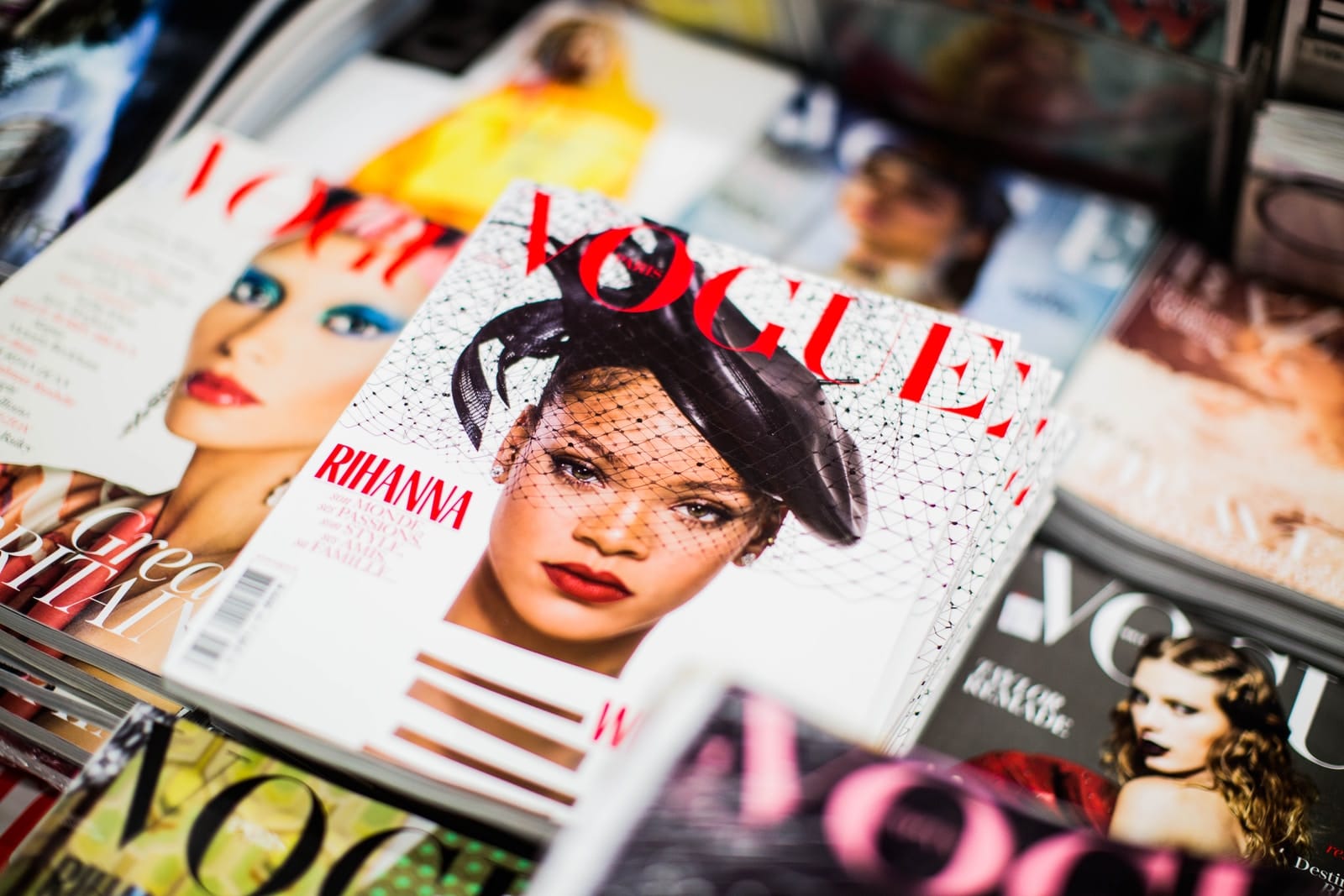 Vogue Rihanna magazine beside magazines