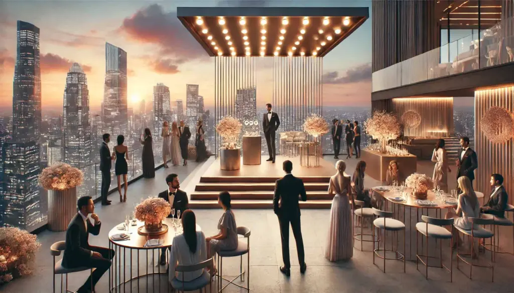 Un rooftop dressé pour un événement